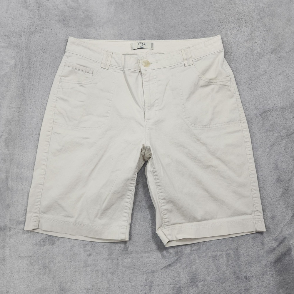 Riders By Lee Shorts Womens 12 M White Chino Twill Bermuda Stretch Casual Summer